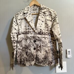 Chicos Jacket Safari Life Button Up Cotton Blazer‎ Women’s 1 New